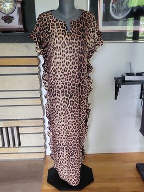 Village Fair 70s Kaftan S 8-10 Black/Brown Vintage
